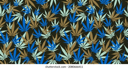 Trendy camouflage military pattern cannabis leaf. Vector camouflage pattern for clothing design.