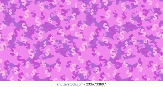 Trendy camouflage military pattern with dollar sign. Vector camouflage pattern for clothing design.