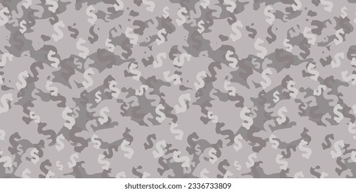 Patrón militar de moda de camuflaje con signo de dólar. Patrón de camuflaje vectorial para el diseño de ropa.