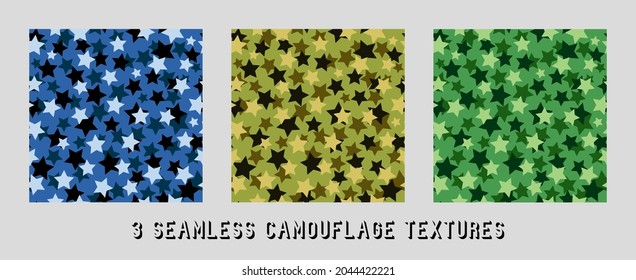 Trendy  camouflage military pattern with stars. Vector camouflage pattern for clothing design.