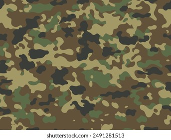 trendy camouflage pattern, classic vector background, seamless texture, army design
