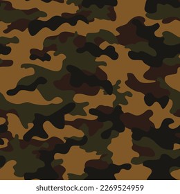 
Trendy camouflage pattern, green brown background, seamless army print.