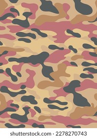 
Trendy camouflage seamless vector pattern, yellow, pink spots.