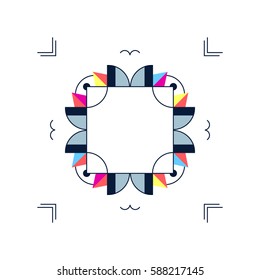 Trendy card frame style design. Abstract geometric elements. Layout template card, invitation, brochure, flyer, cover. Elegant frame and geometrical linear pattern background design
