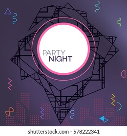 Trendy card memphis style design. Abstract geometric elements. Layout template poster, card, invitation, brochure, flyer