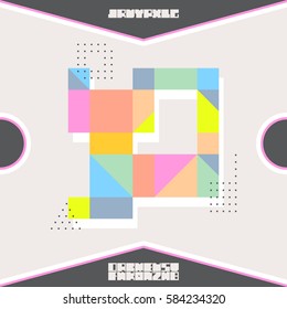 Trendy card memphis style design. Abstract geometric elements. Layout template poster, card, invitation, brochure, flyer