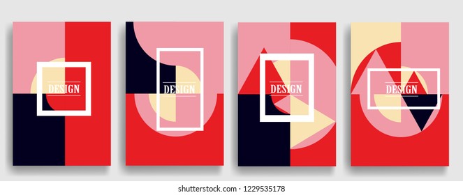 Trendy cards design . Minimal modern style . Geometric pattern . Motion wallpaper element. For web and mobile app, paper art , brochure , poster, booklet