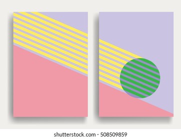 Trendy cards design . Minimal modern style . Geometric pattern . Motion wallpaper element. For web and mobile app, paper art , brochure , poster, booklet