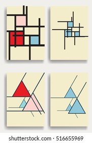 Trendy cards design . Minimal modern style . Geometric pattern . Motion wallpaper element. For web and mobile app, paper art , brochure , poster, booklet