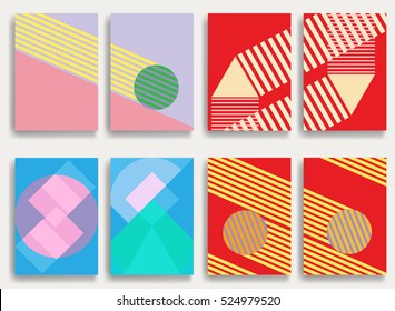 Trendy cards design . Minimal modern style . Geometric pattern . Motion wallpaper element. For web and mobile app, paper art , brochure , poster, booklet