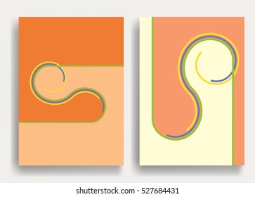 Trendy cards design . Minimal modern style . Geometric pattern . Motion wallpaper element. For web and mobile app, paper art , brochure , poster, booklet