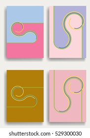 Trendy cards design . Minimal modern style . Geometric pattern . Motion wallpaper element. For web and mobile app, paper art , brochure , poster, booklet