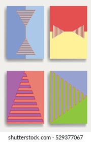 Trendy cards design . Minimal modern style . Geometric pattern . Motion wallpaper element. For web and mobile app, paper art , brochure , poster, booklet