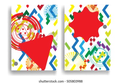 trendy cards in Memphis style . vector