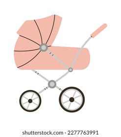 Trendy carriage stroller for baby flat icon. Vector illustration