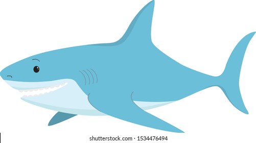Trendy cartoon cute shark. Vector, comic style
