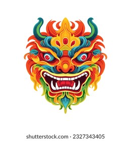 Trendy cartoon flat style dragon character sticker logo stylized vector illustration symbol year of dragon 2024 red color