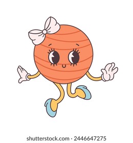 Trendy cartoon groovy planet character in retro style 60s and 70s. Solar System, Space. Earth Day, Save planet. Vector illustration in flat style