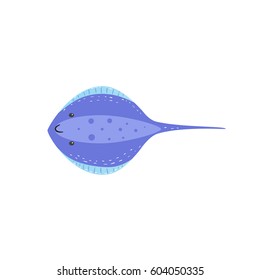 Trendy cartoon style cheerful stingray swimming underwater. Educational simple gradient vector icon.