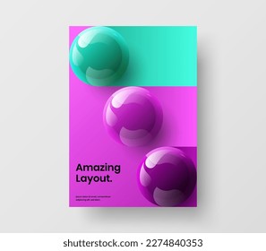 Diseño de diseño de portada de catálogo a4. Colorida plantilla de folletos de la compañía de bolas realistas.