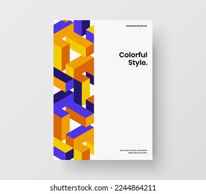 Trendy catalog cover design vector layout. Bright mosaic shapes placard template.