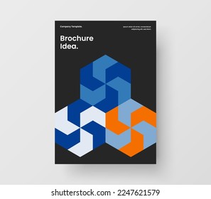 Trendy catalog cover vector design illustration. Bright mosaic pattern placard template.