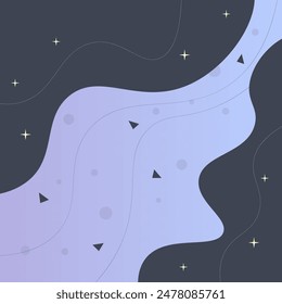 Trendy Celestial Geometric Abstract Background Wallpaper Blue Yellow Waves Triangles Stars Vector Design