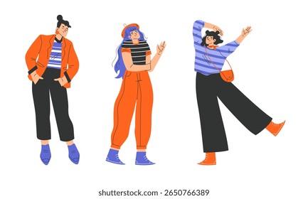 Trendy Characters in Stylish Outfits that Showcase Modern and Vibrant Fashion Choices