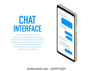 Trendy Chat interface Application with Dialogue window. Sms Messenger. Vector illustration.