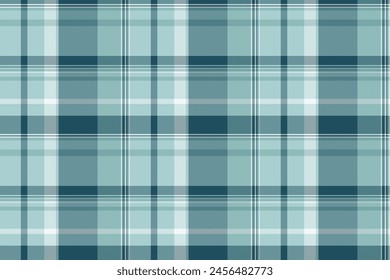 Trendy check seamless plaid, dress texture pattern fabric. Wool vector background tartan textile in light and cyan colors.