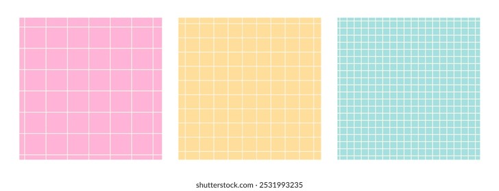 Trendy checkered background set. Straight line grid 