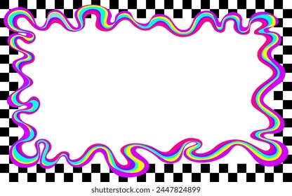 Fondos de cuadros de moda con marco de arco iris psicodélico brillante. Elemento gráfico para tela, textil, ropa, papel de embalaje, Fondo de pantalla, póster, cubierta, Plantilla