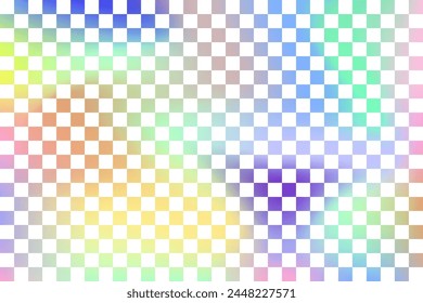 Trendy checkered backgrounds with bright psychedelic rainbow