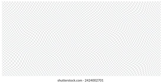 Patrón moderno a cuadros, rejilla de azulejos distorsionada en blanco y negro. Fondo curvo ondulado, efecto de distorsión. Textura de tablero de ajedrez geométrica funky, fondo retro en el estilo de los años 90, y2k. Ilustración del vector 