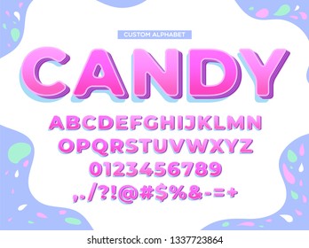 Trendy, cheerful alphabet font set.  Set of type letters and numbers