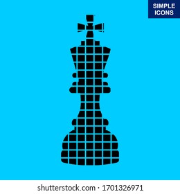 Trendy Chess King with a blue background. Vector illustration.