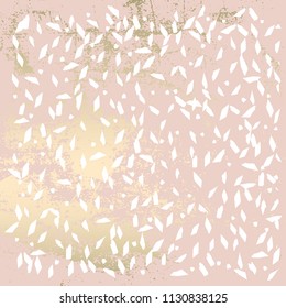 Trendy Chic Pastel colored background with Gold Foil geometric shapes. Abstract unusual textures for wallpaper, wedding invitation cards, business cards, fashion headers, decoration elements. Vector