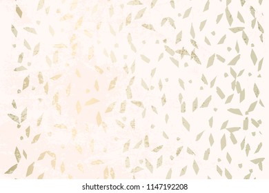 Trendy Chic Pastel colored background with Gold Foil geometric shapes. Abstract unusual textures for wallpaper, wedding invitation cards, business cards, fashion headers, decoration elements. Vector