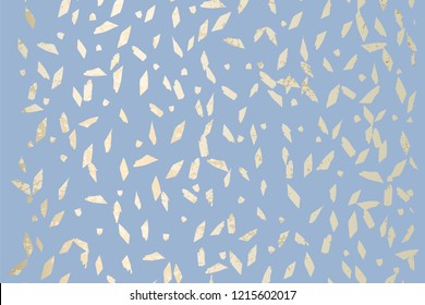 Trendy Chic Pastel colored background with Gold Foil geometric shapes. Abstract unusual textures for wallpaper, wedding invitation cards, business cards, fashion headers, decoration elements. Vector