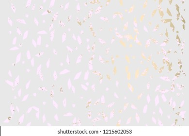 Trendy Chic Pastel colored background with Gold Foil geometric shapes. Abstract unusual textures for wallpaper, wedding invitation cards, business cards, fashion headers, decoration elements. Vector