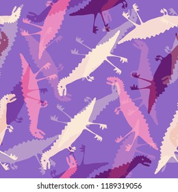 Trendy child camouflage with dinosaurs. Seamless pattern. Clothing baby style camo repeat print. Design element for fabric, wrapping paper or wallpaper.