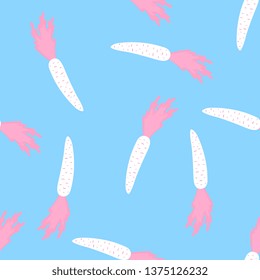 Trendy childish seamless pattern with carrot. Can be used for the decoration of the nursery, children's clothing, kids accessories, gift wrapping, digital paper.