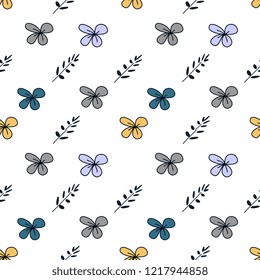 Trendy children drawing flower seamless pattern vector illustration background for wallpaper and textile print. Good for baby fashion scandinavian style multicolor awesome handdrawn.