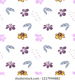 Trendy children drawing flower seamless pattern vector illustration background for wallpaper and textile print. Good for baby fashion scandinavian style multicolor awesome handdrawn.