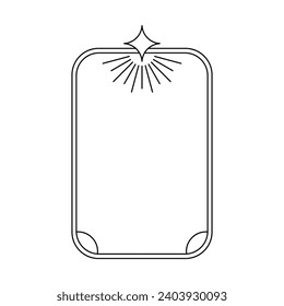 Trendy christmas winter linear frame with star. Modern minimalist aesthetic line element, geometric forms. Vector sparkle for social media or poster design, simple decorative boho style