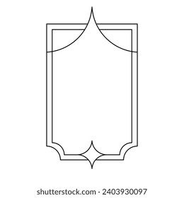 Trendy christmas winter linear frame with star. Modern minimalist aesthetic line element, geometric forms. Vector sparkle for social media or poster design, simple decorative boho style