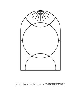 Marco lineal de invierno de navidad a la moda con rayas. Moderna línea estética minimalista, formas geométricas. Espuma vectorial para medios sociales o diseño de afiches, simple estilo de boho decorativo