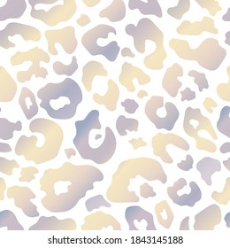 Trendy chrome leopard abstract seamless pattern. Wild animal cheetah skin foil metallic texture on white background for fashion print design, textile, cover, wrap, wallpaper. Vector illustration.