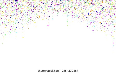 Trendy Circle Abstract Vector White Background. Colorful Christmas Rain Design. Intense Sand Decoration Pattern. Cheerful Dust Flying Invitation.