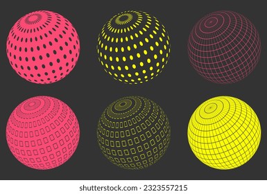 Trendy circles with patterns. 2000s style elements for posters, stickers, web, clothes, etc.